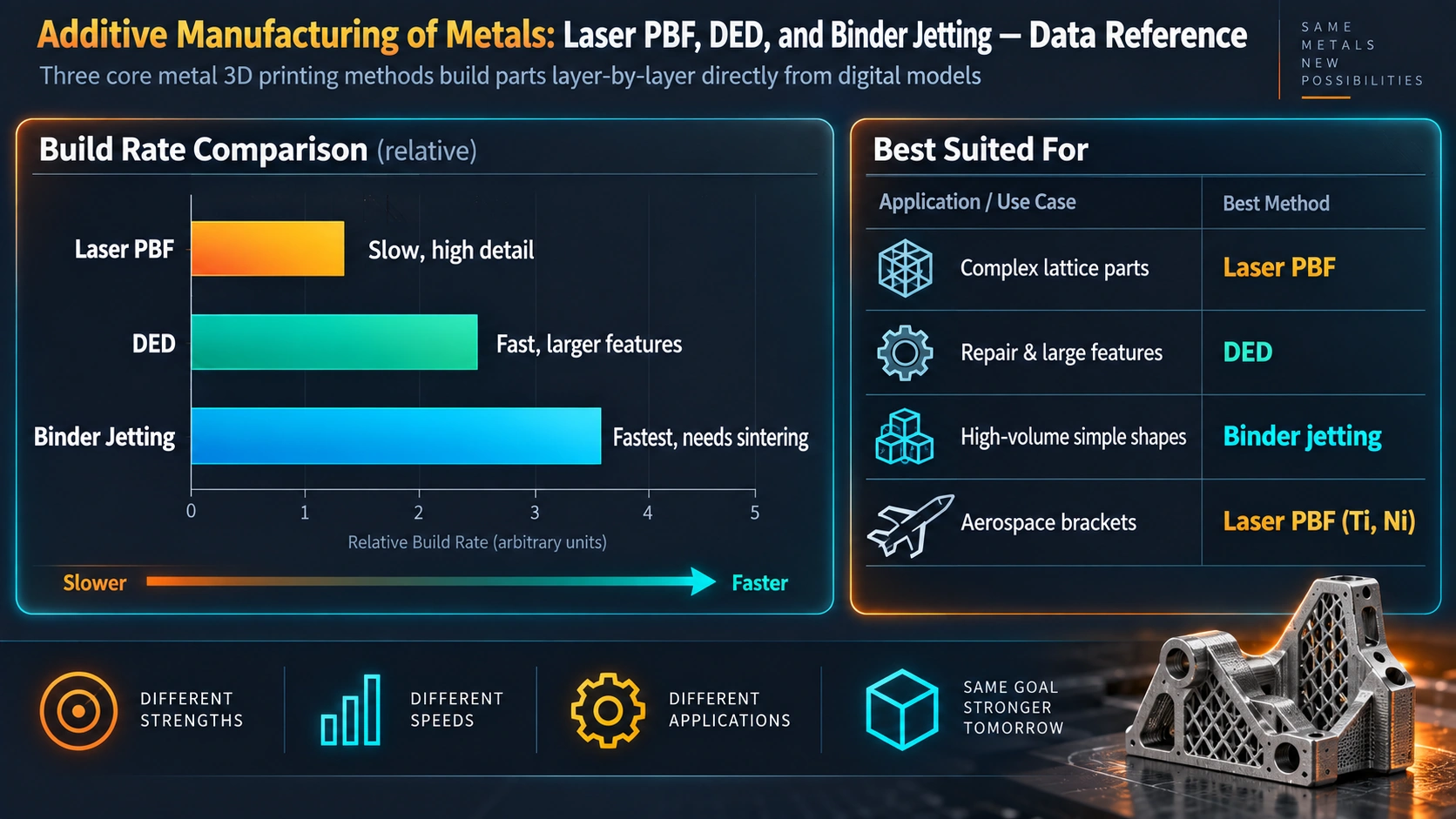 Process Comparison: L-PBF, DED, and Binder Jetting — Additive Manufacturing of Metals: Laser PBF, DED, and Binder Jetting