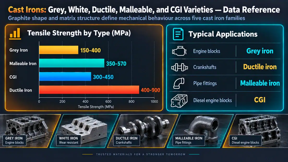 Compacted Graphite Iron (CGI) — Cast Irons: Grey, White, Ductile, Malleable, and CGI Varieties