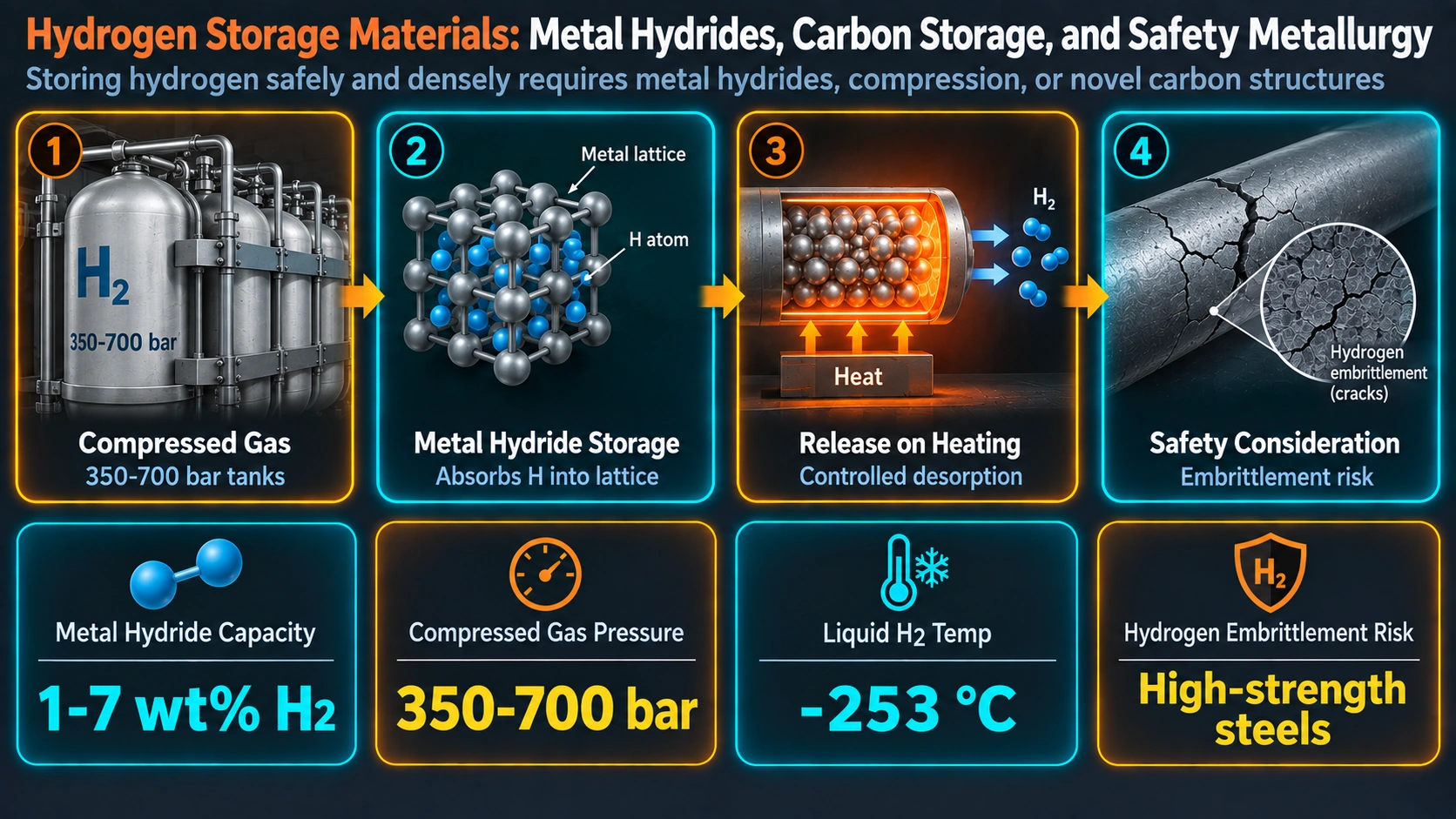 Fundamentals: Why Hydrogen Storage is a Materials Problem — Hydrogen Storage Materials: Metal Hydrides, Carbon Storage, and Safety Metallurgy
