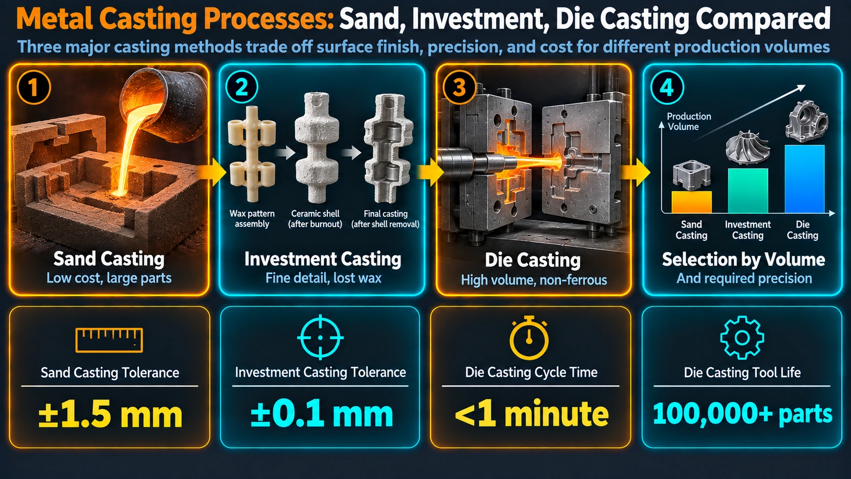 Solidification Fundamentals Relevant to All Casting Processes — Metal Casting Processes: Sand, Investment, Die Casting Compared