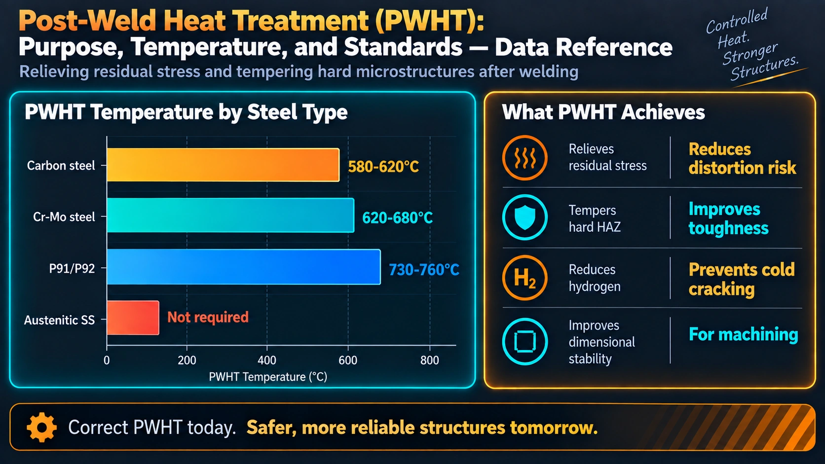 PWHT of Specific Steel Families — Post-Weld Heat Treatment (PWHT): Purpose, Temperature, and Standards