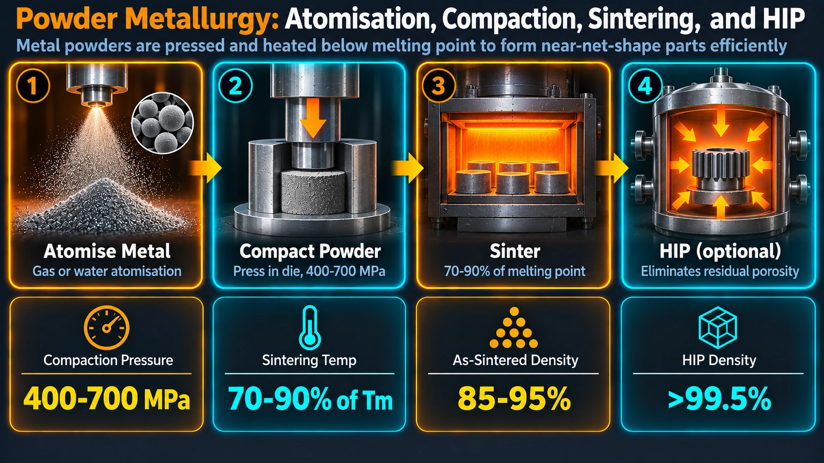 Powder Production: Atomisation Methods — Powder Metallurgy: Atomisation, Compaction, Sintering, and HIP