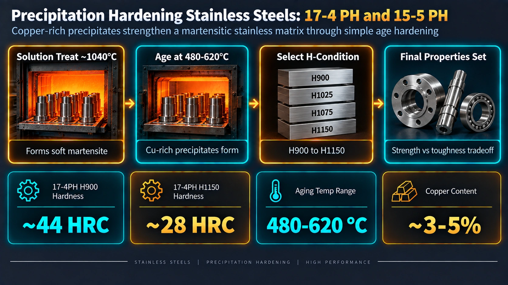 The Three Families of Precipitation-Hardening Stainless Steel — Precipitation Hardening Stainless Steels: 17-4 PH and 15-5 PH