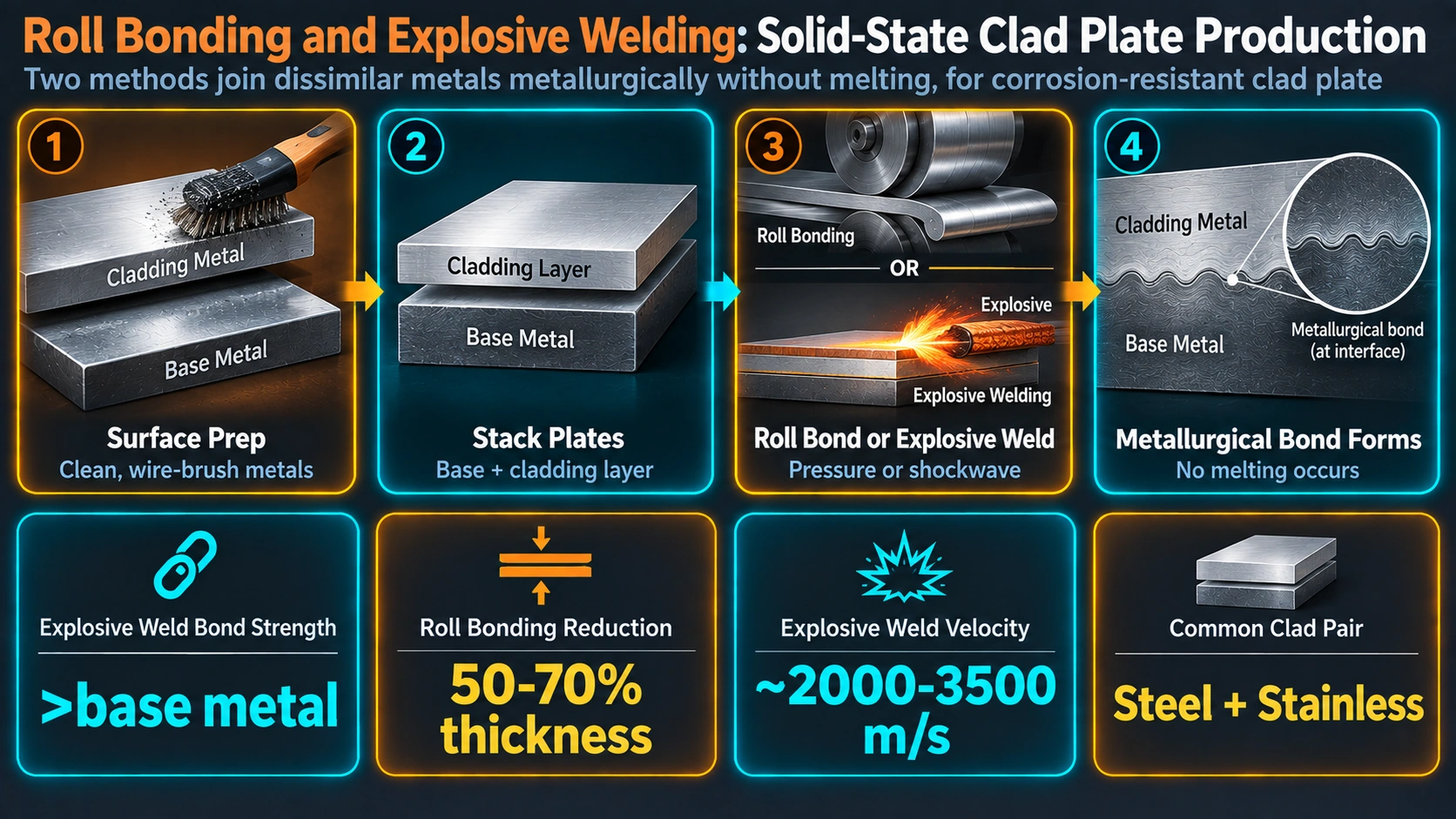 Explosive Welding: Physics and Process Mechanics — Roll Bonding and Explosive Welding: Solid-State Clad Plate Production