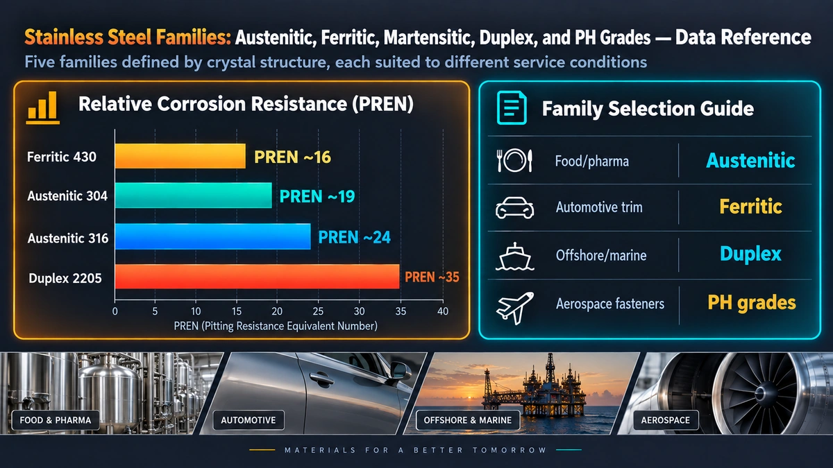 Precipitation Hardening (PH) Stainless Steels — Stainless Steel Families: Austenitic, Ferritic, Martensitic, Duplex, and PH Grades