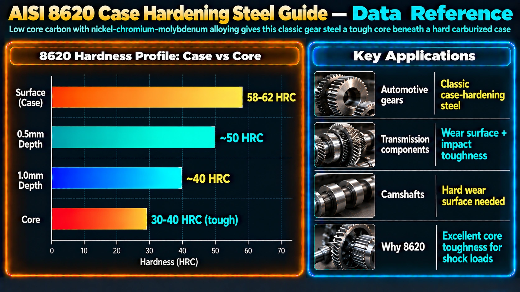Comparison to Related Case Hardening Steels — AISI 8620 Case Hardening Steel Guide