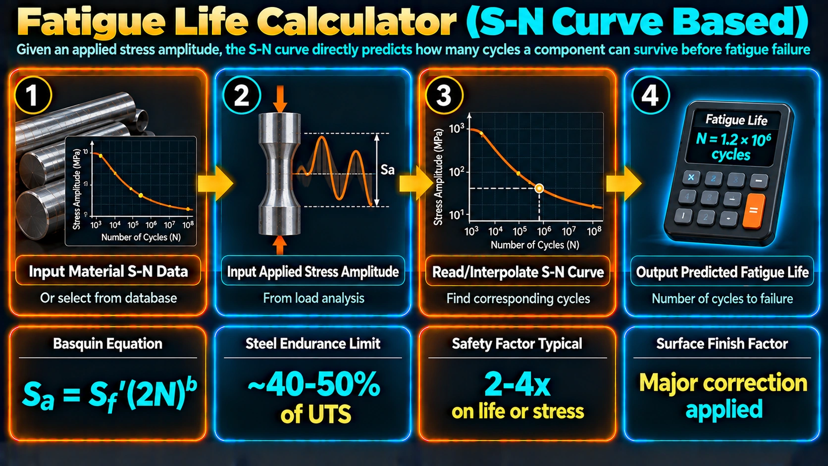 2. Two-Point Power Law Method — Fatigue Life Calculator (S-N Curve Based)