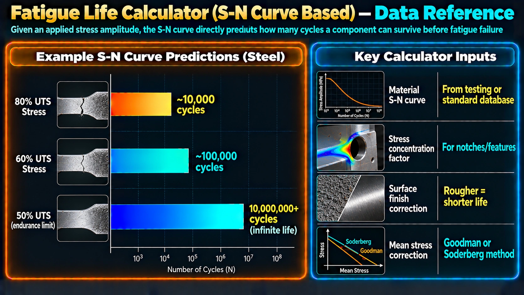 6. Cumulative Damage and Miner's Rule — Fatigue Life Calculator (S-N Curve Based)