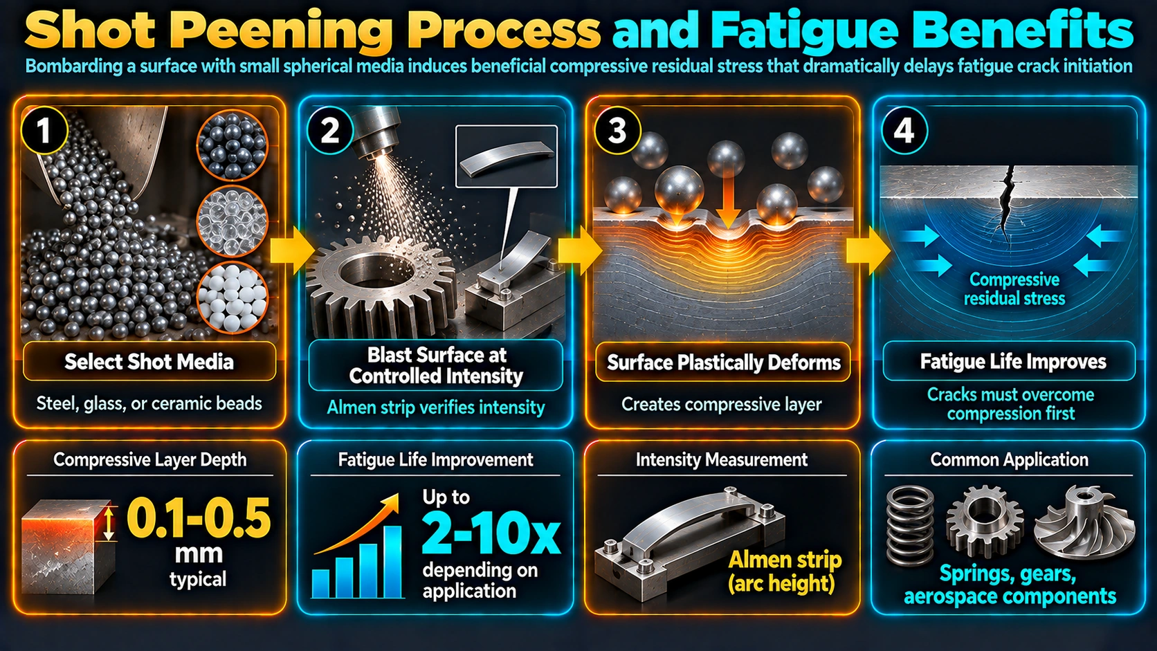 The Compressive Residual Stress Mechanism — Shot Peening Process and Fatigue Benefits