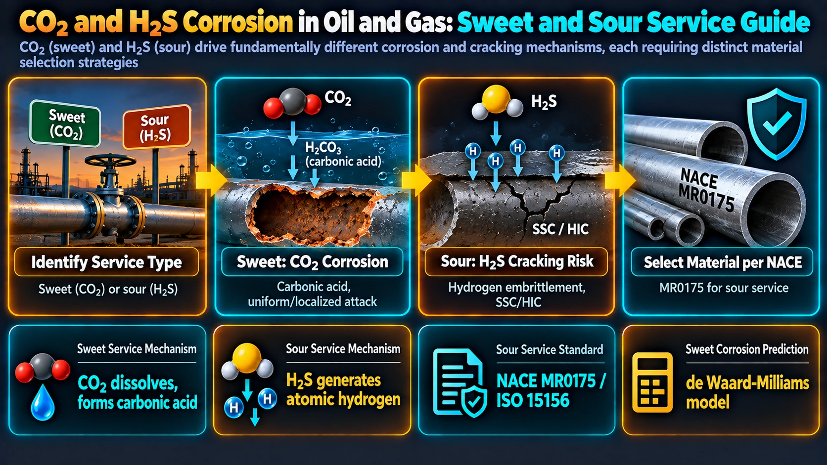 What "Sweet" and "Sour" Mean in Oilfield Terminology — CO2 and H2S Corrosion in Oil and Gas: Sweet and Sour Service Guide