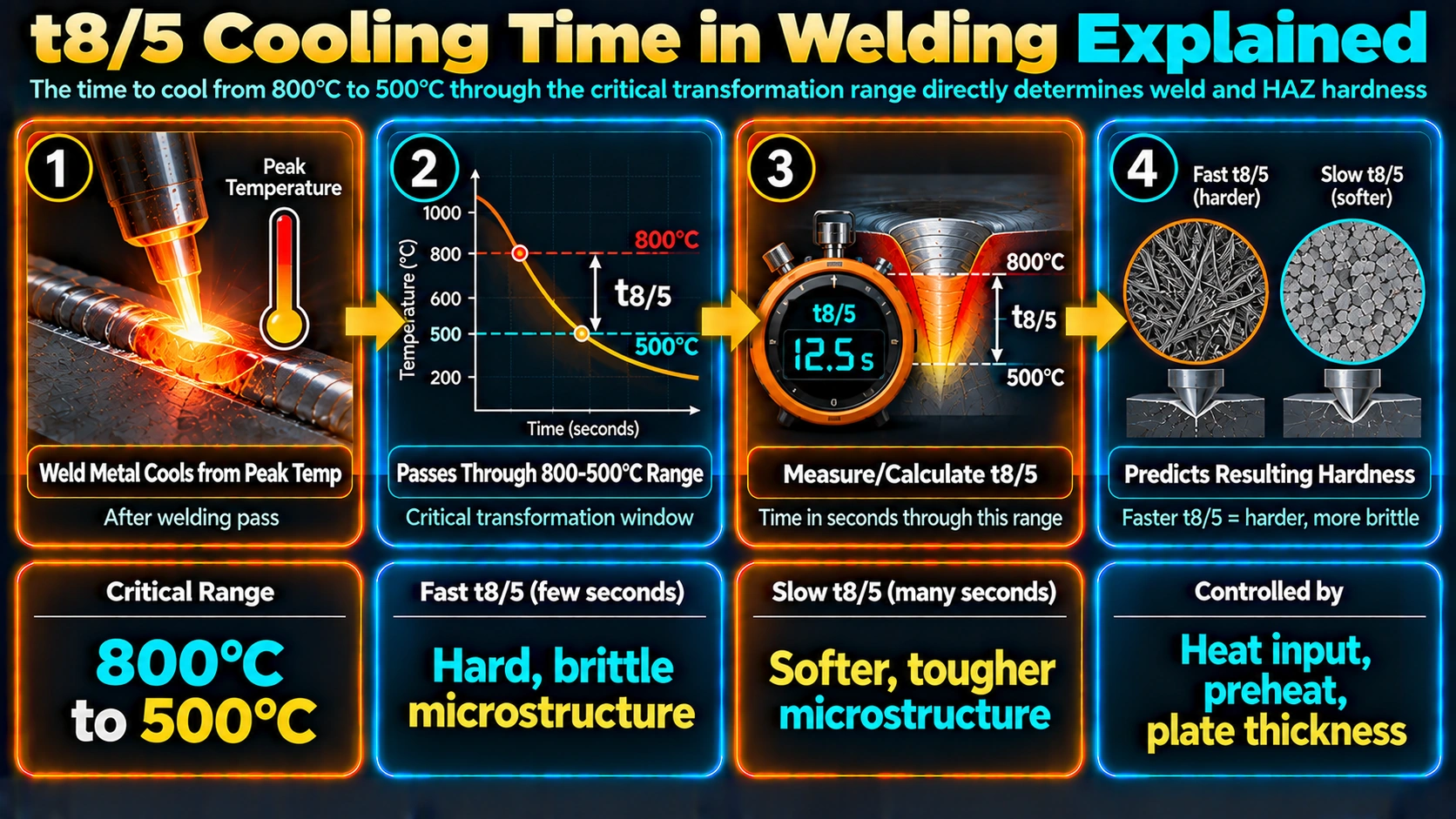 Why 800-500 C Is the Reference Window — t8/5 Cooling Time in Welding Explained