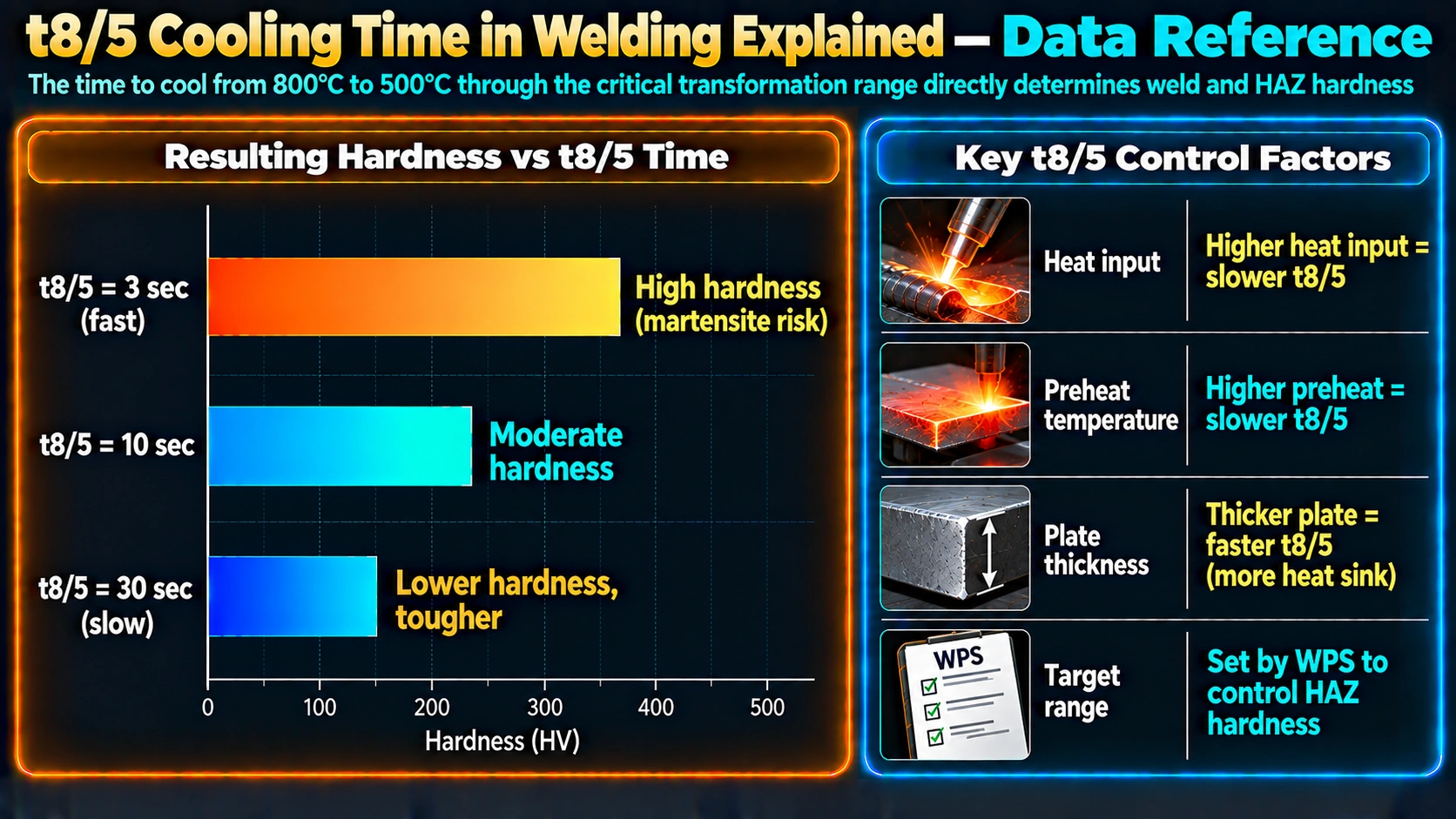 Effect of Preheat and Heat Input — t8/5 Cooling Time in Welding Explained