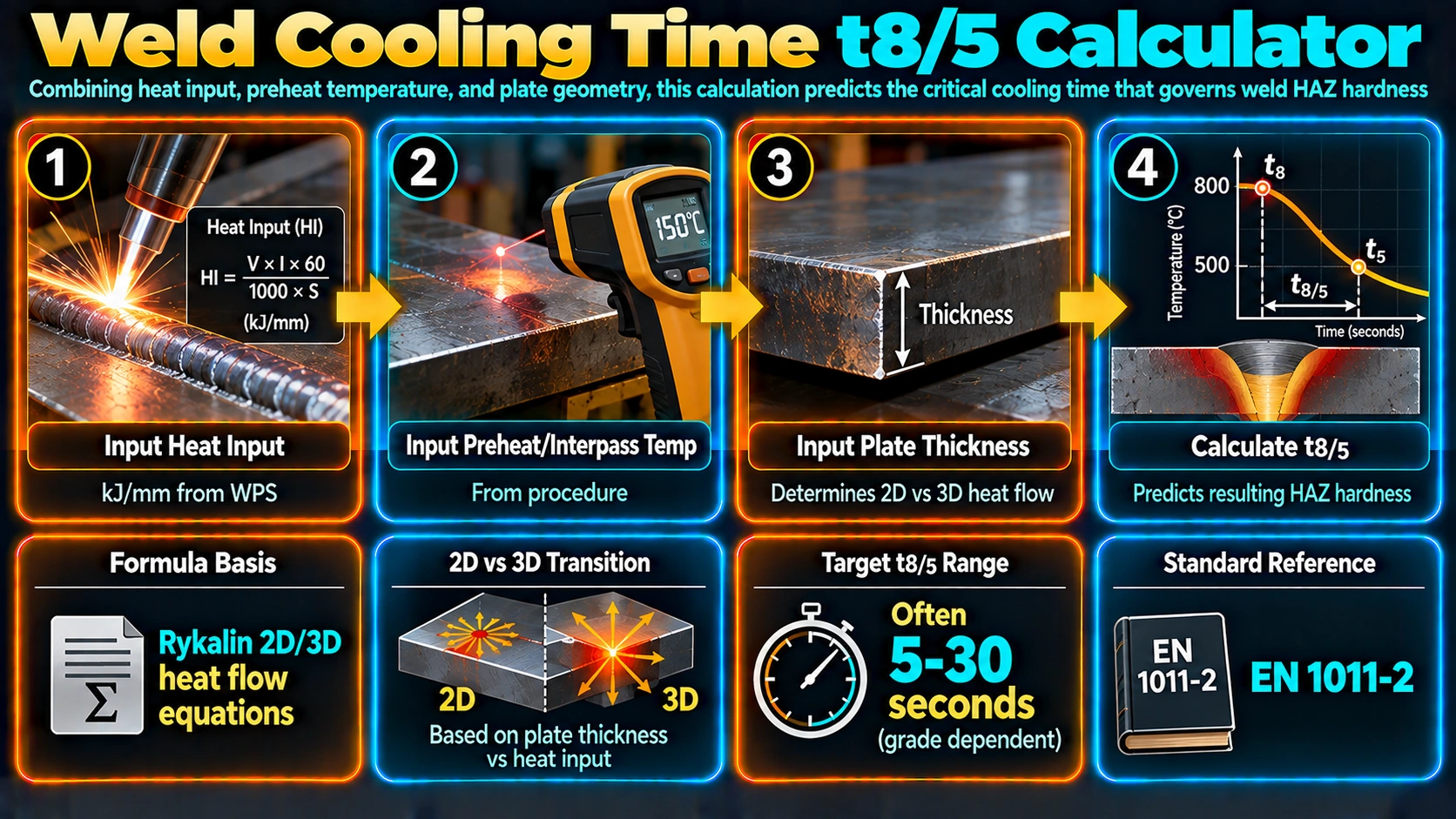 1. Why t8/5 Controls HAZ Microstructure — Weld Cooling Time t8/5 Calculator